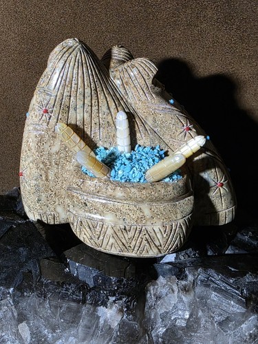 Zuni TERRANCE MARTZA 3 Corn Maiden With Turquoise Water&mother Of Pearl corn - Picture 3 of 17
