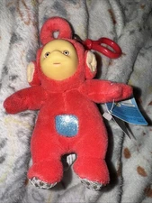 1998 Teletubbies Po Keychain Plush Red Hard Face with Tag