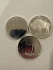 Lot of 3 x 1 Oz Silver Rounds – Buffalo, Canada Moose & Germania Design – 3 Oz