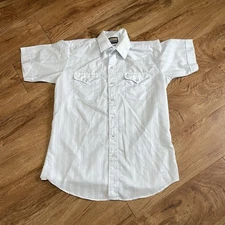 Pan Handle Slim Western White Shirt Men 16 Striped Diamond Pearl Snap Cowboy