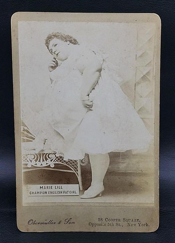 Antique Freak Side Show Circus Champion Fat Girl Cabinet Card Photo Marie Lill