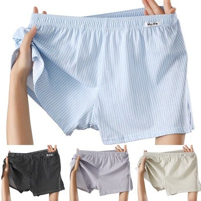 Herren Boxershorts Baumwolle gestreift bequeme Unterwäsche Trunks Nachtwäsche