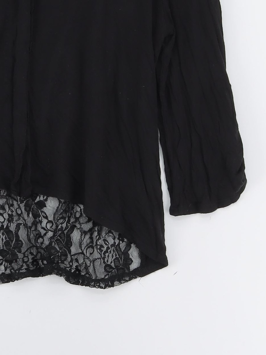 Paper Crane Women's Blouse S Black 100% Other 3/4 Sleeve V-Neck Basic View 4