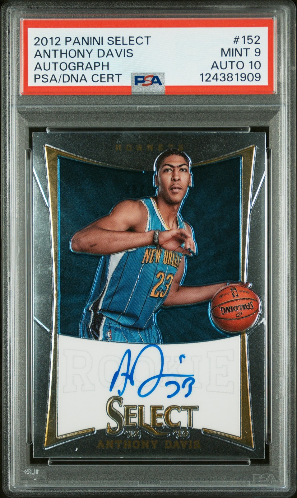 2012 PANINI SELECT AUTO #152 ANTHONY DAVIS ROOKIE RC 143/149 PSA 9 AUTO 10