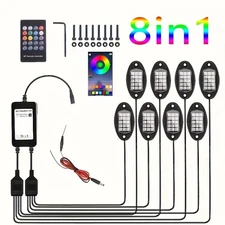 Rock Lights for Trucks, 8 Pods RGB LED Rock Lights w/ APP/Remote Control & Music