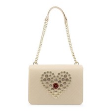 Image of Love Moschino White Shoulder Bag Gold Stud Heart and Chain Strap New with Tags