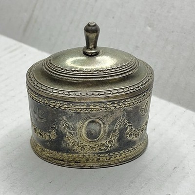 Silver Tone Floral Bird Trinket Jewelry Box Lined Hinged China Decor Vanity Box