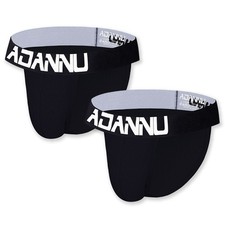 2 Pack Men's Solid Cotton Bikini Brief Underwear Breathable Soft Underpants