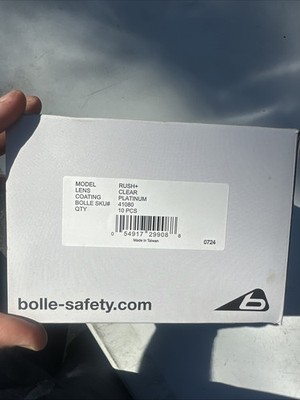 10 Pairs of Bolle Safety 41080 Rush+ Clear Protective Eyewear New Box Of 10