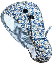 Satin Lined Scrub Caps with Buttons Sweathand Nurse Surgical Bouffant Adjustable