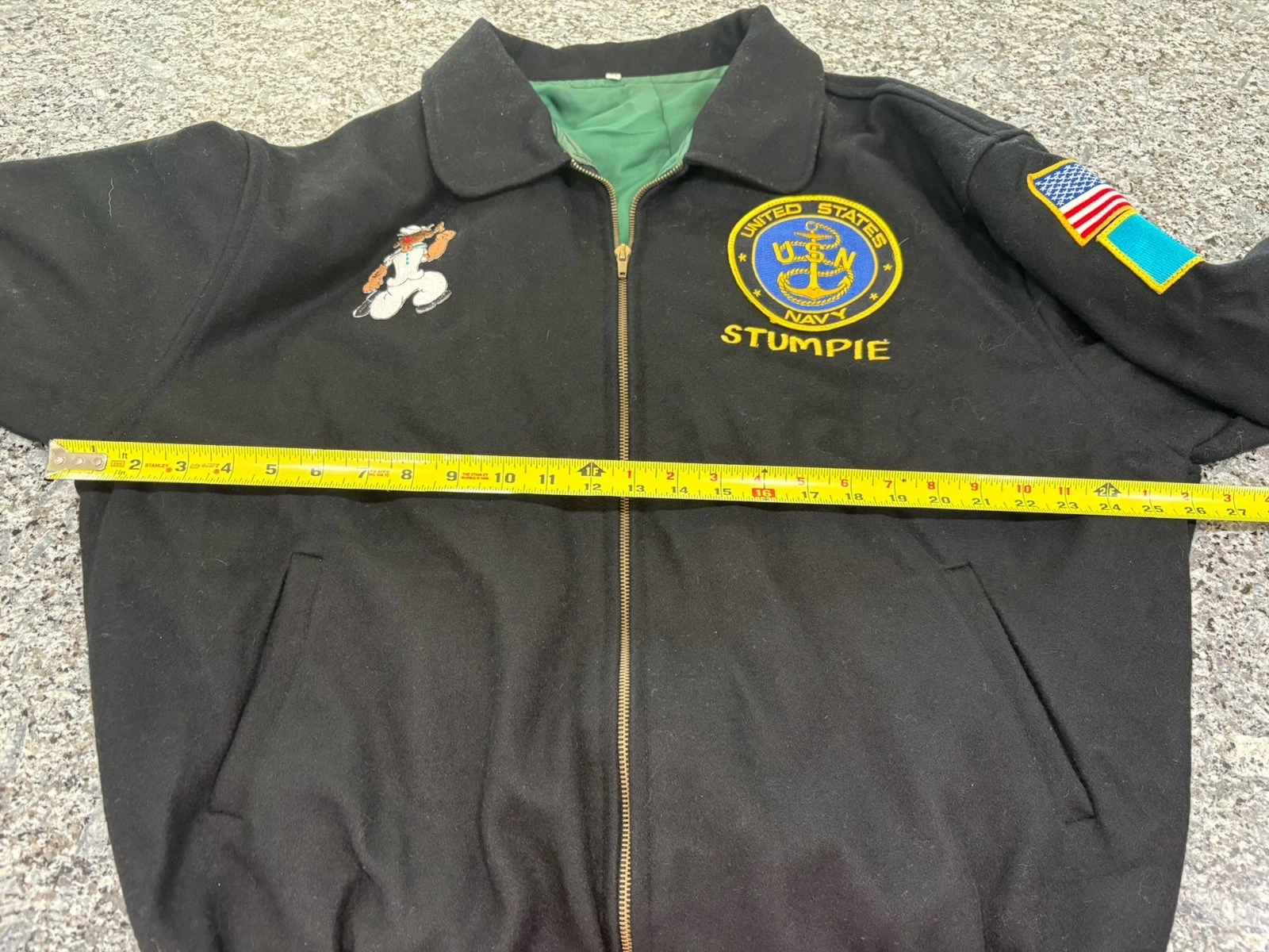 Vintage Wool Bomber Jacket XL 1997 USS INCHON North Atlantic Cruise Awesome Coat image 11