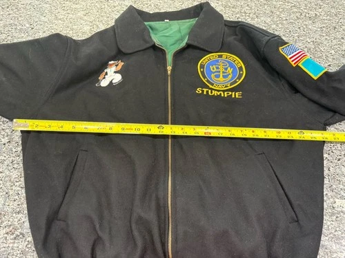 Vintage Wool Bomber Jacket XL 1997 USS INCHON North Atlantic Cruise Awesome Coat image 11
