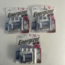 Energizer AA Lithium Batteries 3 Packs of 8 Total 27 Sealed Exp 12-2050