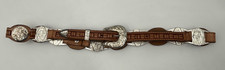 VINTAGE GENUINE LEATHER WESTERN CONCHO BELT WOMENS SIZE 32
