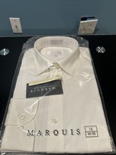 Marquis Men  s Wrinkle Resistant Dress Shirt - Ivory - 15, 34-35. NEW