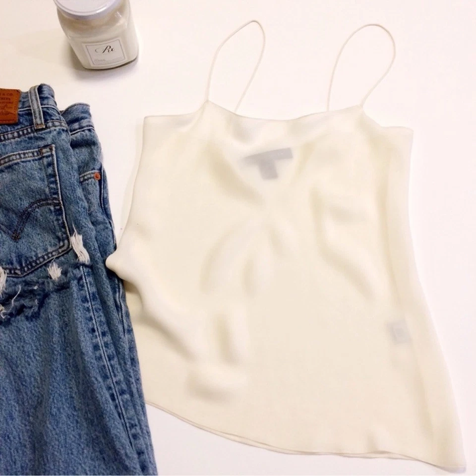 Ralph Lauren Silk Sheer Cami Tank кремовый белый 4 - Изображение 2 из 4