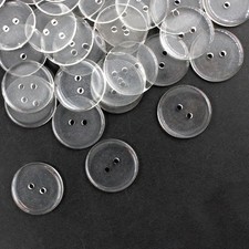 200PCS 2 Holes Resin Transparent Button, 1Inch/25mm Clear Round Sewing Flat B...