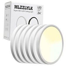 6PK 12 inch LED Flush Mount Ceiling Light Fixture,24W Super White-6PK White