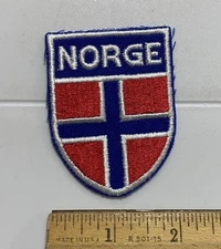 Norway Norge Norwegian Flag Crest Shield Souvenir Embroidered Patch Badge