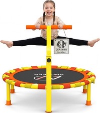 38'' Kids Trampoline with Adjustable Handle, Indoor Outdoor Safe Rebounder