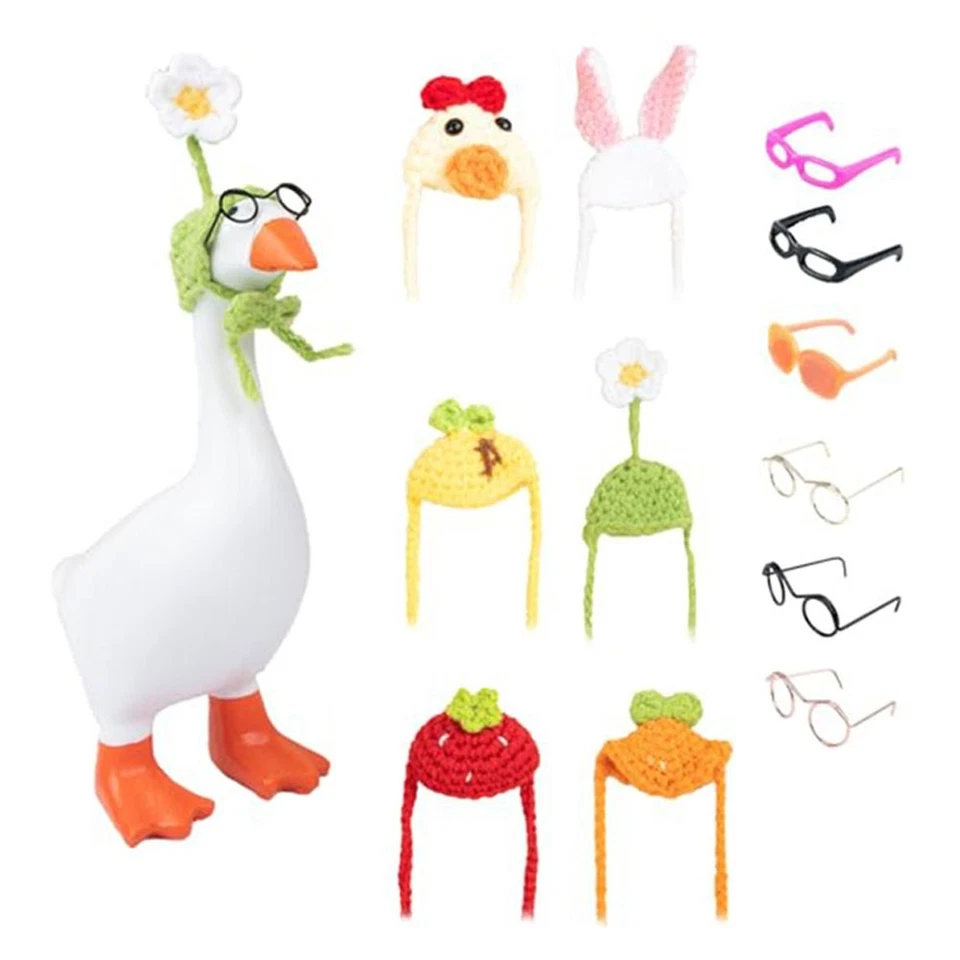 Desk Goose 6 Set Mini Knit Hat Outfit with Sunglasses for 7 Inch Goose - Image 4 of 4