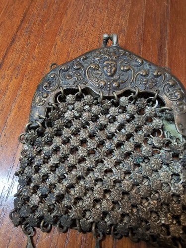ART NOUVEAU PURSE Silver Tone MESH Coin Purse - Picture 9 of 13