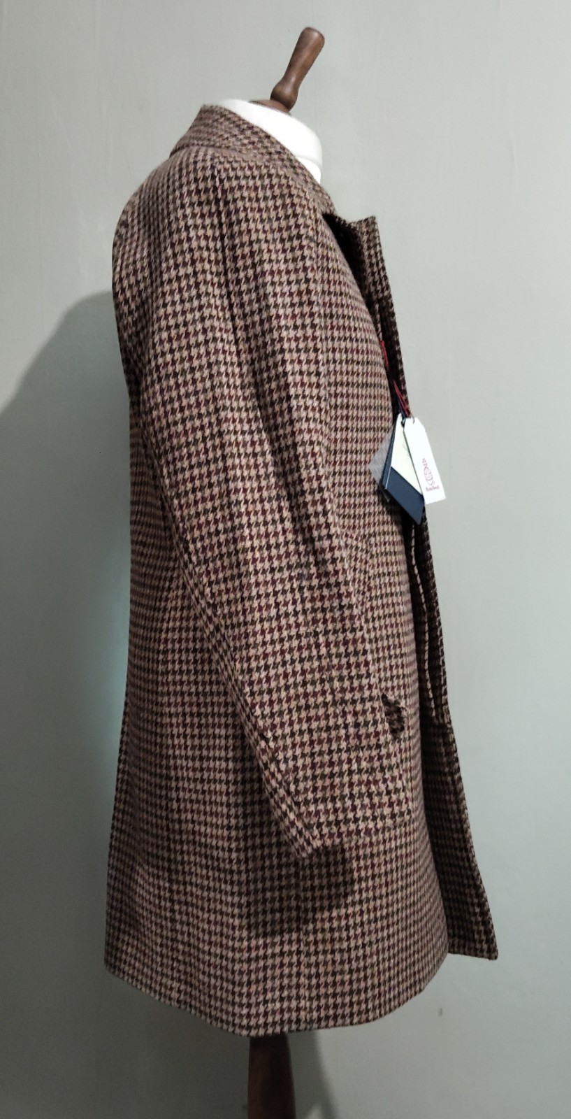 Douglas Hayward Harris Tweed Style 1 Houndstooth Overcoat Brown Size Small image 2