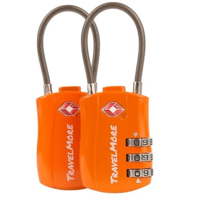 TRAVELMORE 2 Pack TSA Approved Travel Combination Cable Luggage Locks for Suitcases & Ba...