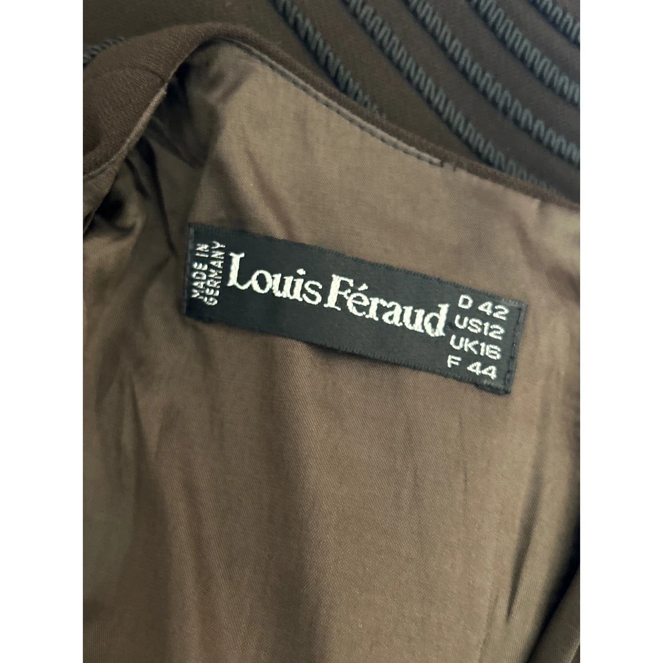 Vestido midi vintage Louis Feraud marrón plisado hombros botones hecho en Alemania 12 Foto 4 de 4
