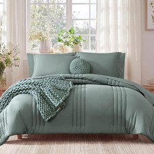 Queen Comforter Set-7 Pieces Sage Soft Bed in a Bag Queen Bedding Sets  All-Se