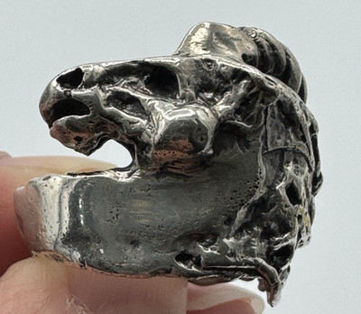 Vintage Solid Sterling Silver 977 Horse Head Ring Size 8.75 Equestrian Statement