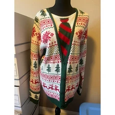 Jolly Sweaters Christmas Cardigan Sweater Womens Medium Ugly Holiday Party Knit