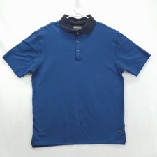 Rodd  Gunn Polo Shirt Mens Medium Blue Black Original Fit 100 Cotton Casual