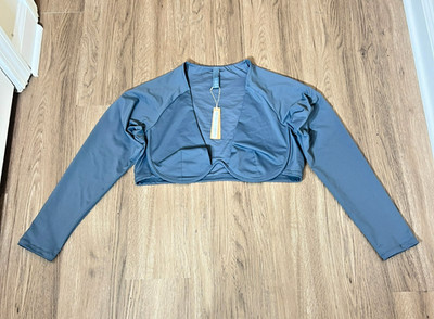 Skims Swim Long Sleeve Underwire Top 2X Gunmetal Cropped