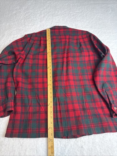 Pendleton Board Loop Flap Plaid Wool Flannel Red And Green Men’s Size Large VTG - Picture 9 of 9