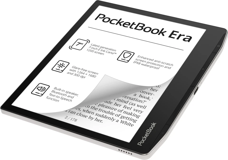 PocketBook Era 16GB Silber USB-C WiFi Bluetooth 7"eINK SMARTlight eReader IPX8 - Bild 2 von 4