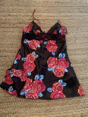 Victoria's Secret Sexy Little Things Satin Lace Floral Rose Chemise Nightie Sz S
