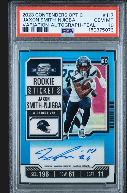 Jaxon Smith-Njigba Panini Contenders Optic #117 Autograph-Teal