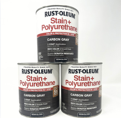 Rust-Oleum Carbon Gray Stain + Polyurethane Semi-Gloss 1 Qt 3 Pack New