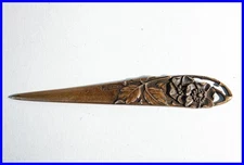 Migneaux Art Nouveau Bronze Floral Letter Opener Seal Original 1900 / 14Cm