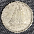 1937 - Canada Silver Dime - Circulated - Canadian 10 cent coin
