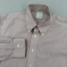 Brooks Brothers Milano Extra Slim Long Sleeve Dress Shirt 15.5-34 Maroon Striped