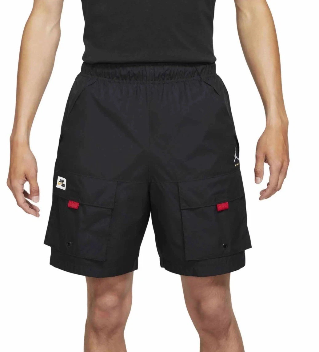 NIKE AIR Jordan Jumpman pantaloncino cargo tessuto uomo nero piccolo foderato a rete Da7239