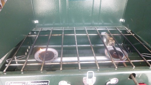 Vntg Coleman 413H Powerhouse Dual 2 Burner Gas Camp Stove W/Box & Stand - Picture 3 of 24