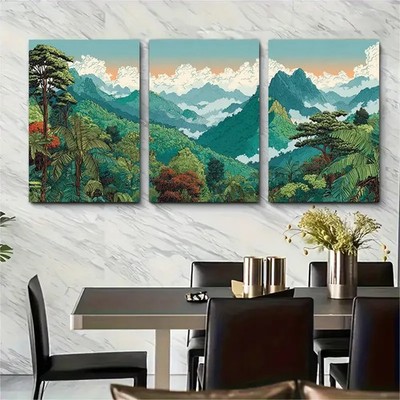 3pcs Khao Thailand Illustrated Jungle Perfect Wall Art Canvas Unframed/Framed