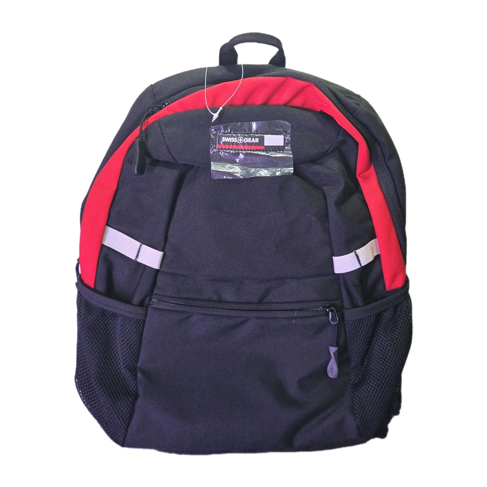 Black Red Trim Travel Work School Bag Padded Compartm