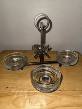 Art Deco Wrought Iron & Glass Candleholder by Erik Höglund Bostrom, 1960s RARE