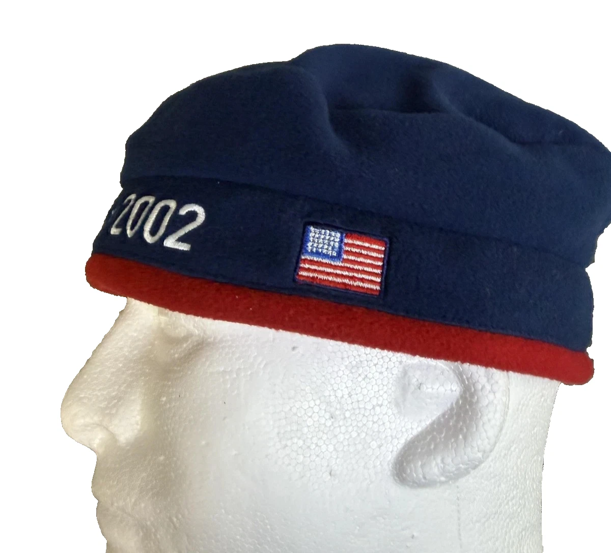 USA 2002 Navy and Red Fleece Beanie Hat with 10 Olympic Pins Salt Lake 2002 Event USA Olympics Fan Cap, Hats for sale | eBay main image 2