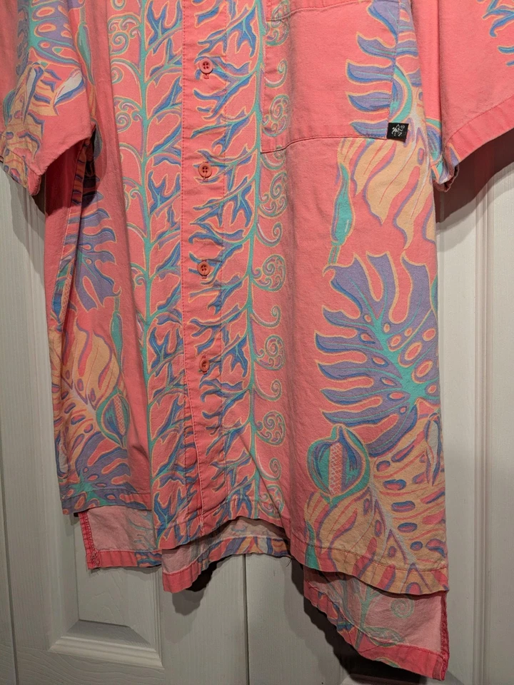 De colección. Camisa Hawaiana OP Ocean Pacific Para Hombres M Rosa Tropical Aloha Camp Coral EE. UU. Foto 4 de 4