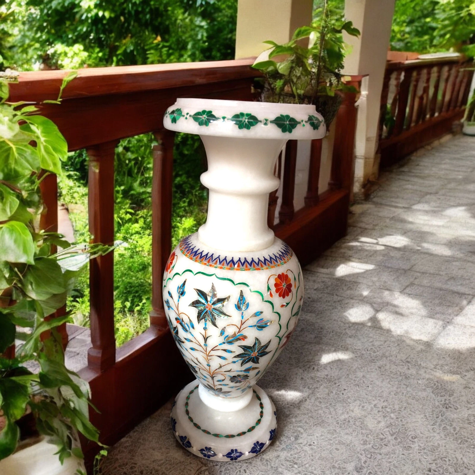 18" Marble Flower Vase Multi Floral Marquetry Inlay Stone Arts Modern Home Decor
Opens in a new wind